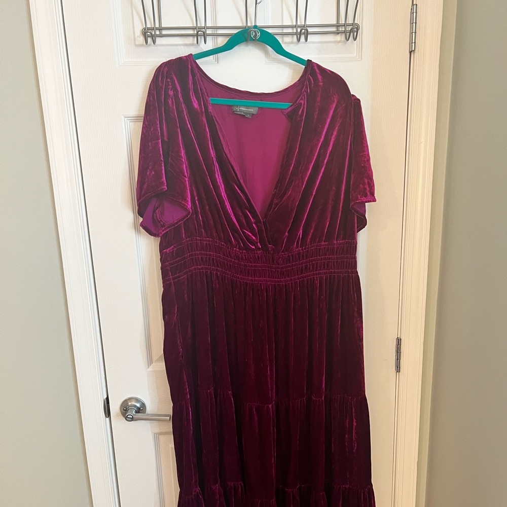 Anthropologie Somerset Maxi dress in raspberry/purple velvet.